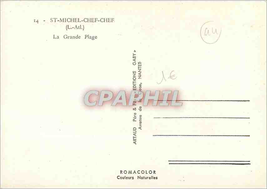 CPM St Michel Chef Chef L Atl La Grande Plage  — Rückseite