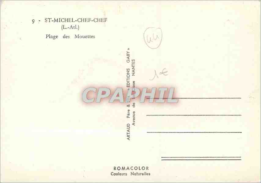 CPM St Michel Chef Chef L Atl Plage des Mouettes  — Rückseite