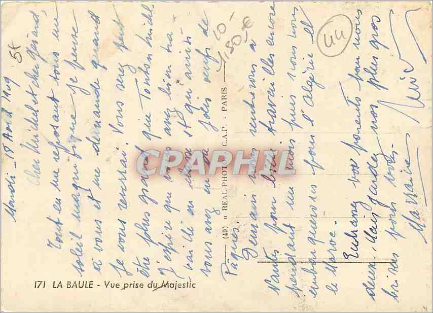 CPM La Baule Vue prise du Majestic  — Rückseite
