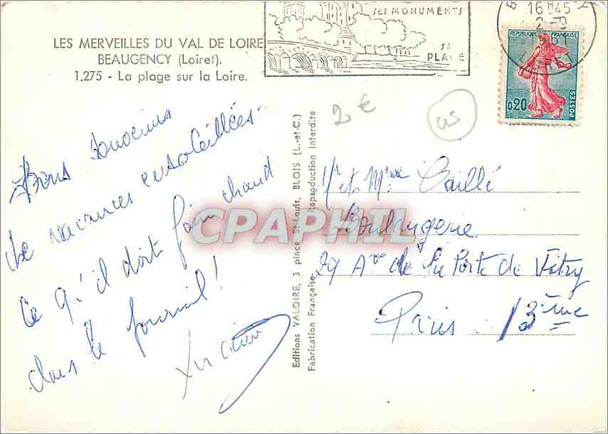 CPM Beaugency Loiret La plage sur la Loire  — Rückseite