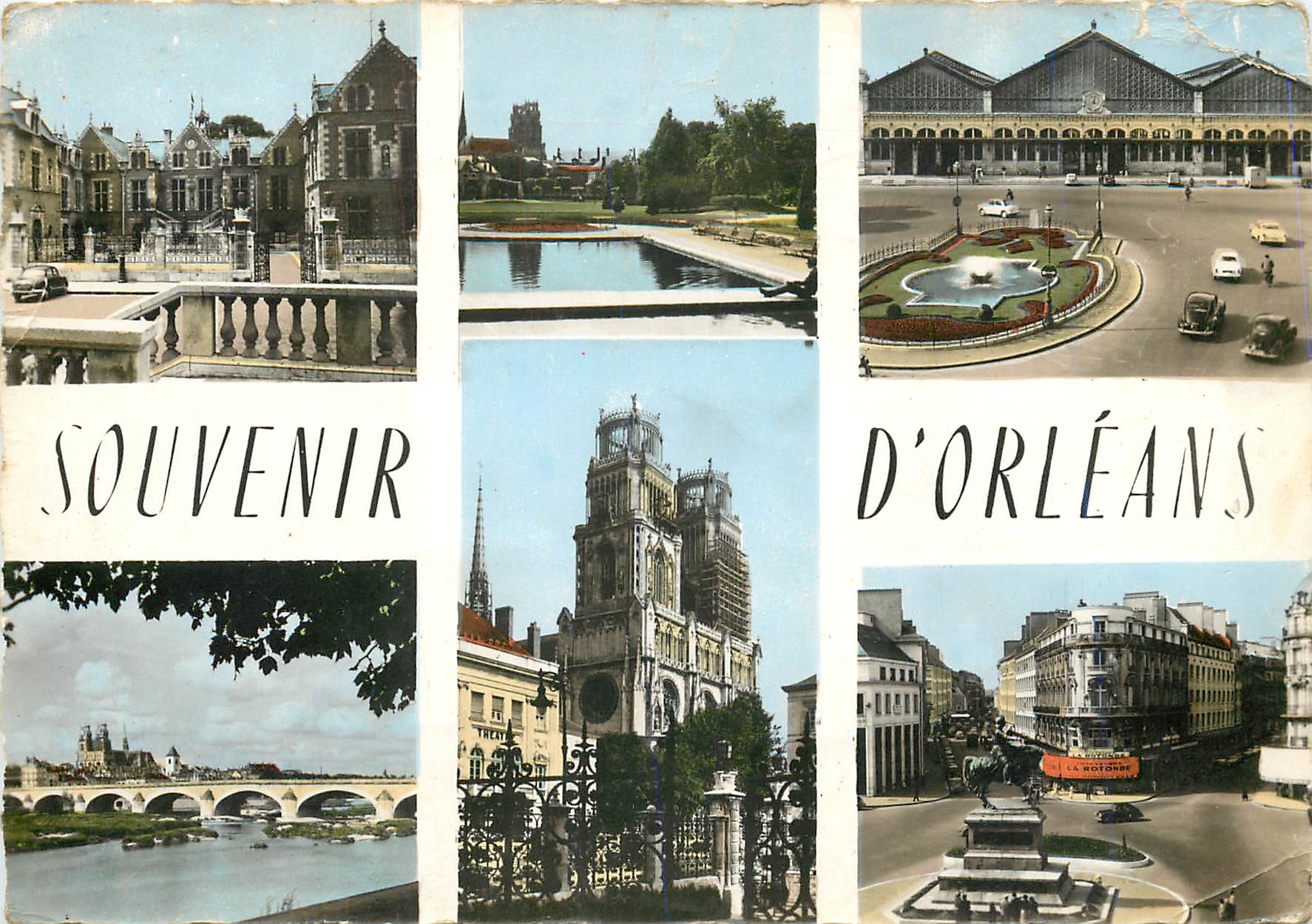 CPM Orleans Loiret Hotel de Ville Parc Pasteur La Gare Pont Georges V Cathedrale Statue Jeanne d'Arc