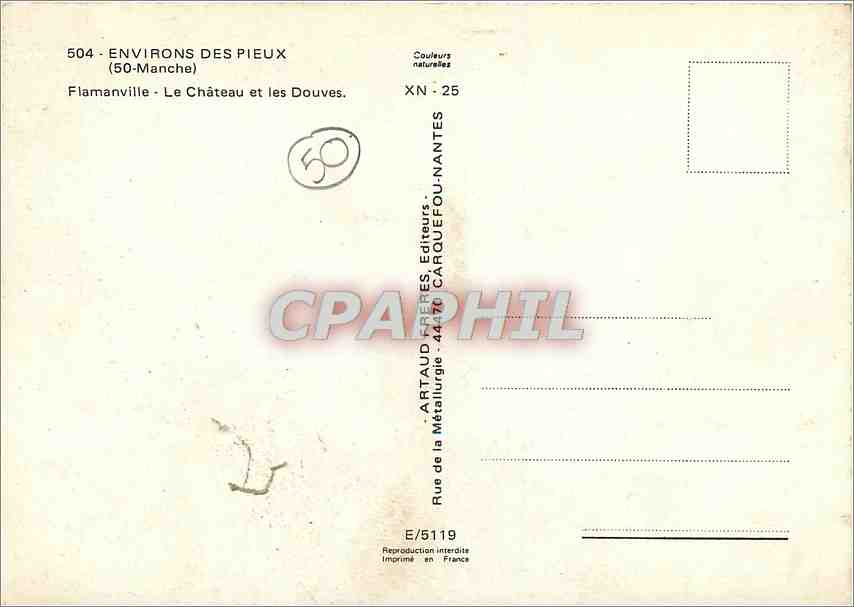 CPM Environs des Pieux Manche Flamanville Le Chateau et les Douves  — Rückseite