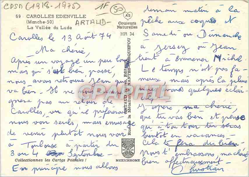 CPM Carolles Edenville Manche La Vallee du Lude  — Rückseite