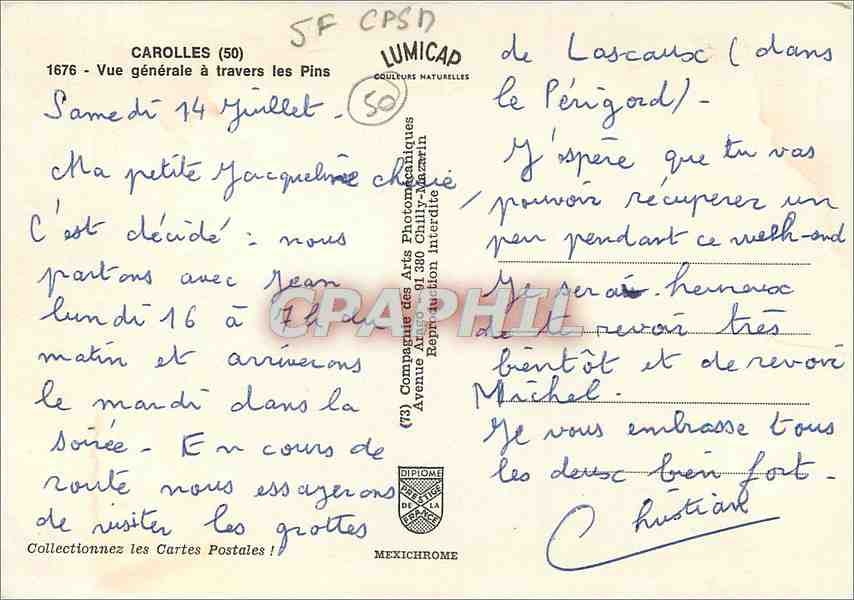 CPM Carolles Vue generale a travers les Pins  — Rückseite
