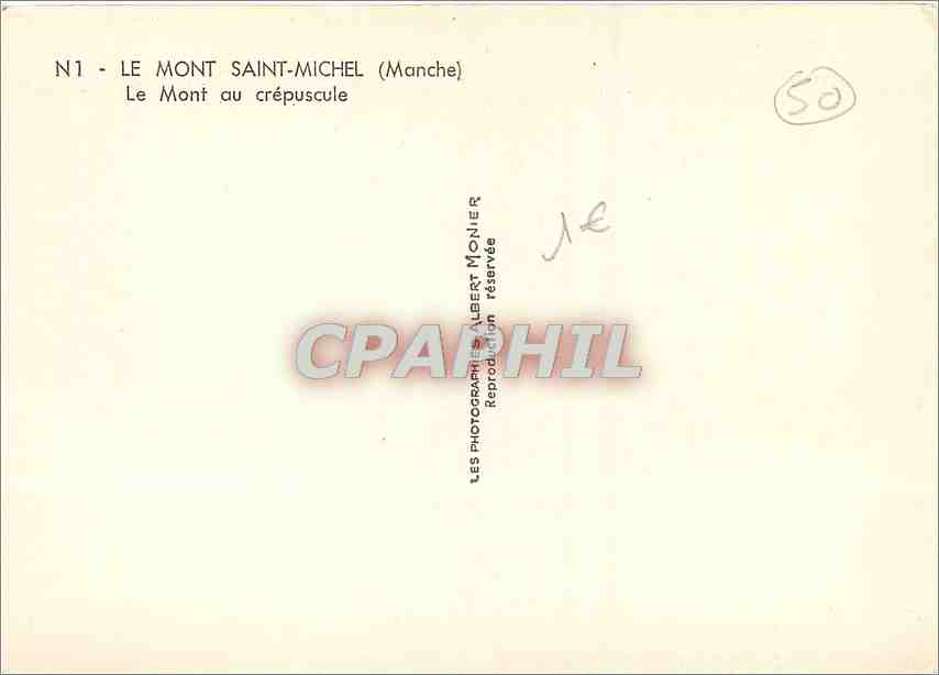 Le Mont Saint-Michel — au crépuscule — Albert Monnier, N°1 — Rückseite