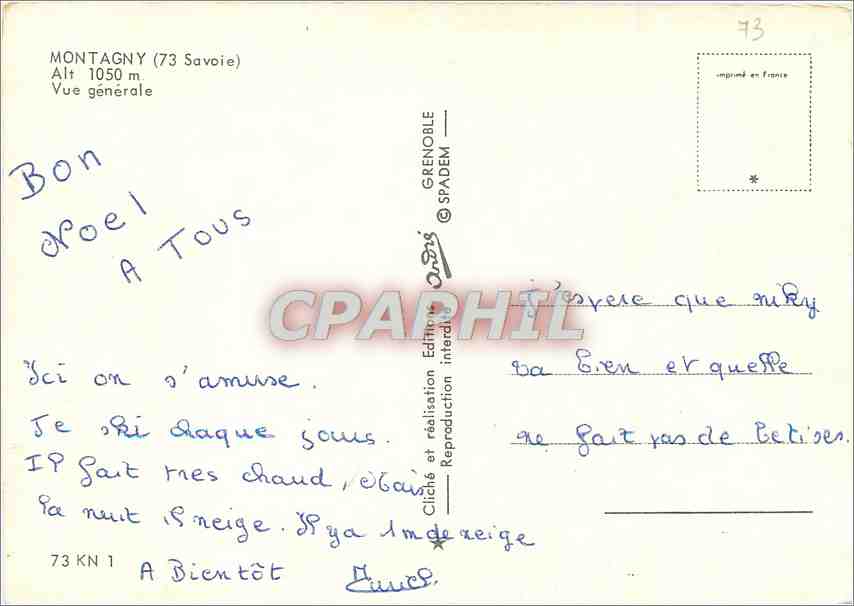 Montagny (73) Savoie — Allgemeiner Blick — Grenoble SPADÈM — Rückseite