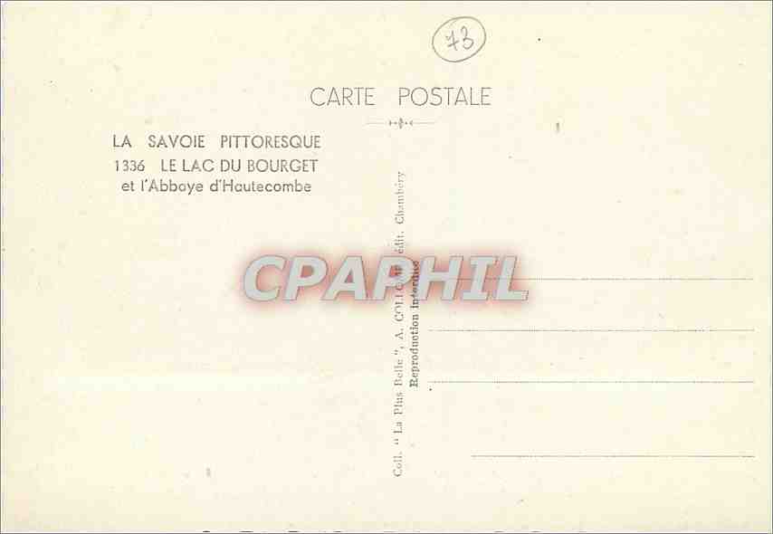 CPM La Savoie Pittoresque Le Lac du Bourget et l'Abbaye d'Hautecombe  — Rückseite