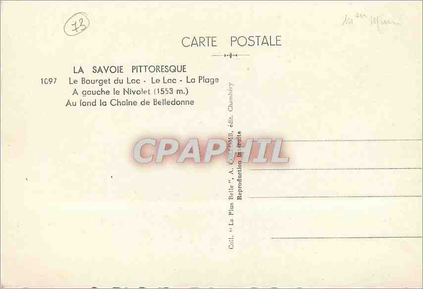 CPM La Savoie Pittoresque Le Bourget du Lac A gauche le Nivolet  — Rückseite