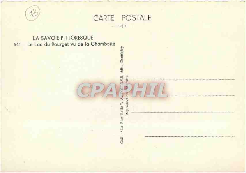 CPM La Savoie Pittoresque Le Lac du Bourget vu de la Chambotte  — Rückseite