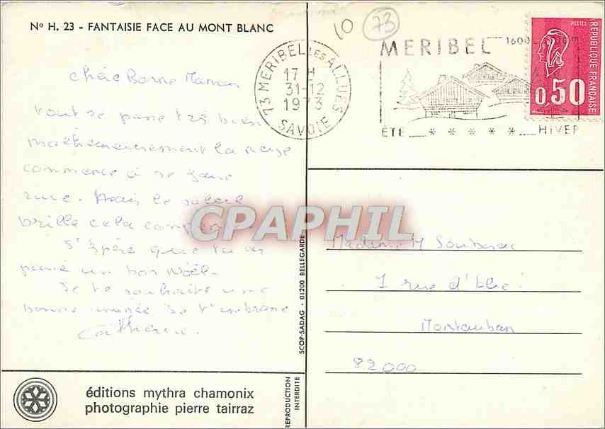 CPM Fantaisie Face au Mont Blanc  — Rückseite