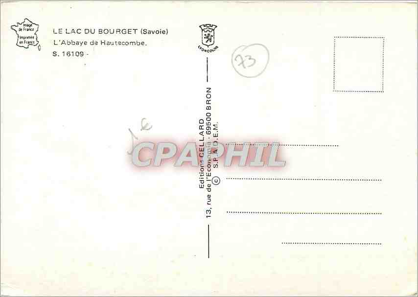 L'Abbaye Royale de Hautecombe — au bord du lac du Bourget — Éditions Gellard, S. 16109 — Verso