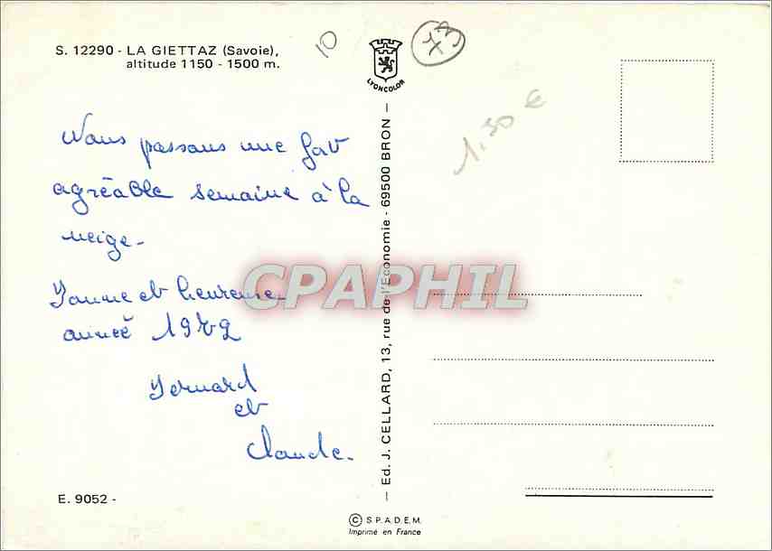 CPM La Giettaz Savoie  — Rückseite
