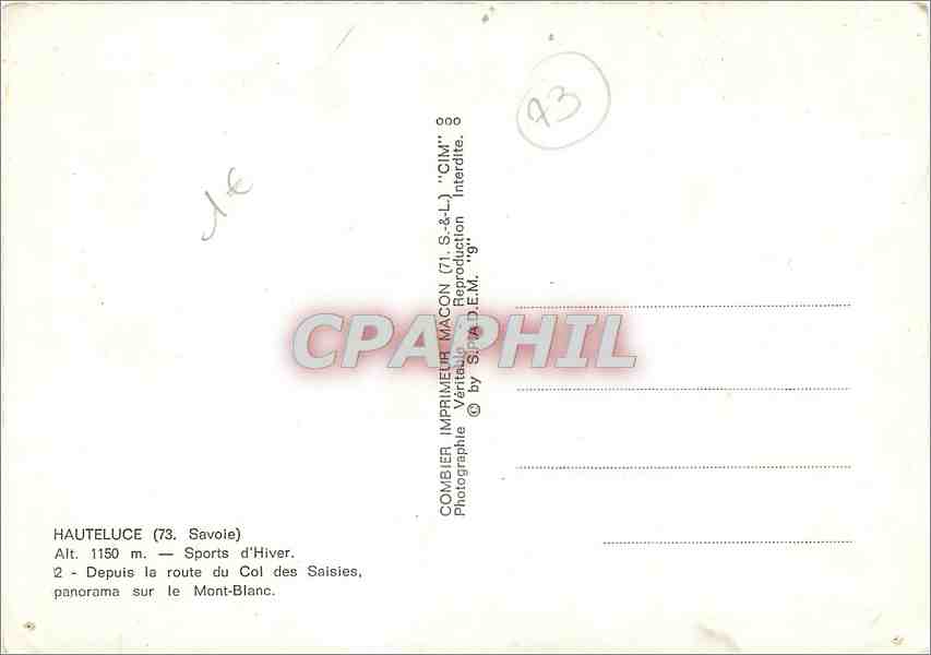 Haute-Luce (73) — Sports d'Hiver — Combière Imprimeur Macon — Reverso