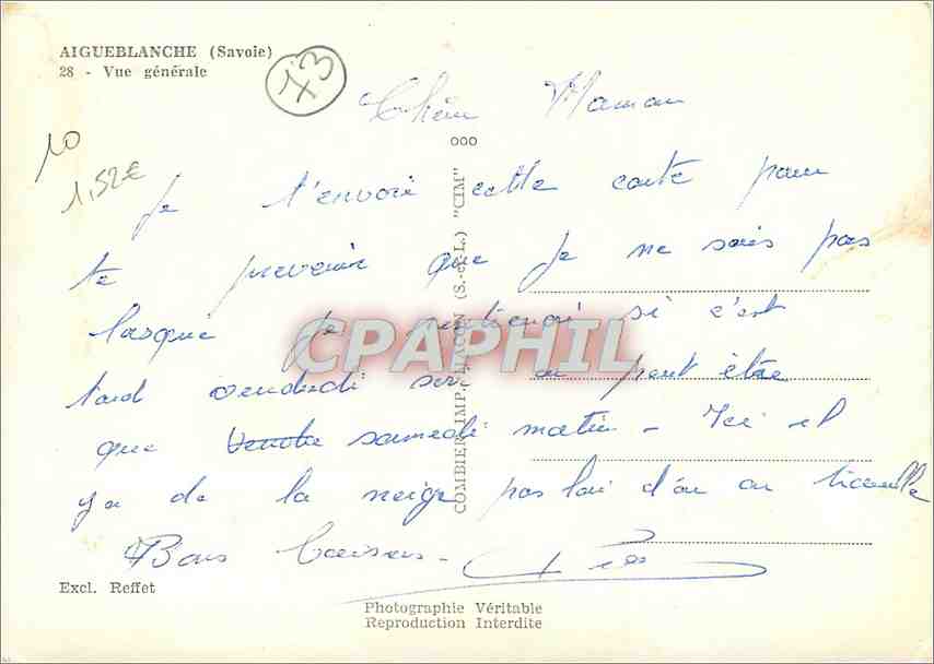 CPM Aigueblanche Savoie Vue generale  — Rückseite