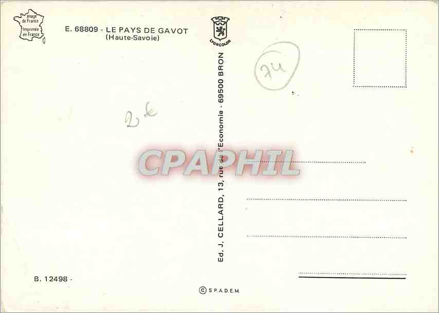 Le Pays de Gavot — Dent d'Oche, Vinzier, Feternes-Thieze, Larringes, St Paul, Thollon, Champanges, Bernex — Ed. J. Cellard, Bron — Achterkant