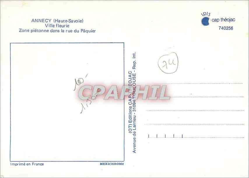 Annecy (Haute-Savoie) — Zone piétonne dans la rue du Pâquier — IRIS cap théo Jac — Rückseite