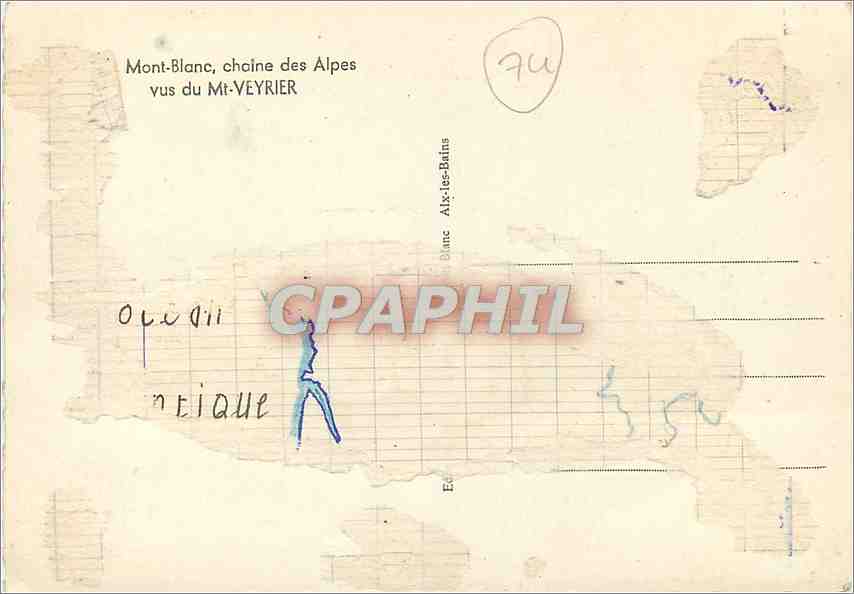 CPM Mont Blanc chaine des Alpes vus du Mt Veyrier  — Verso