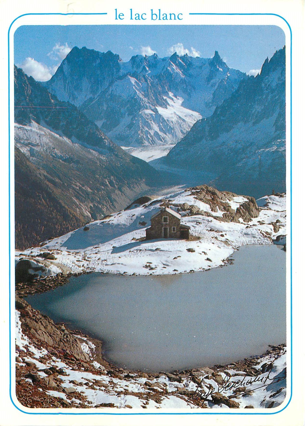 CPM Massif du Mont Blanc Lac et refuge du Lac Blanc Au fond la Mer de Glace 