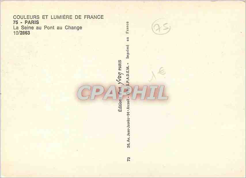 CPM Paris La Seine au Pont au Change  — Rückseite