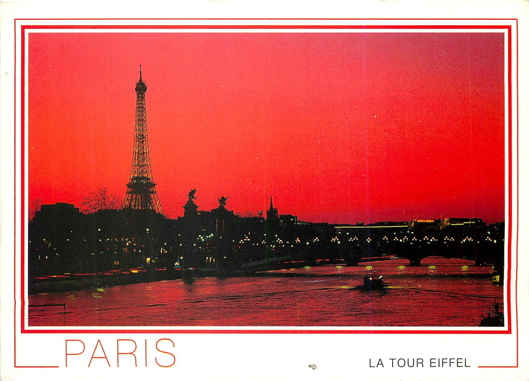 CPM Paris Crepuscule sur la Seine et la Tour Eiffel 