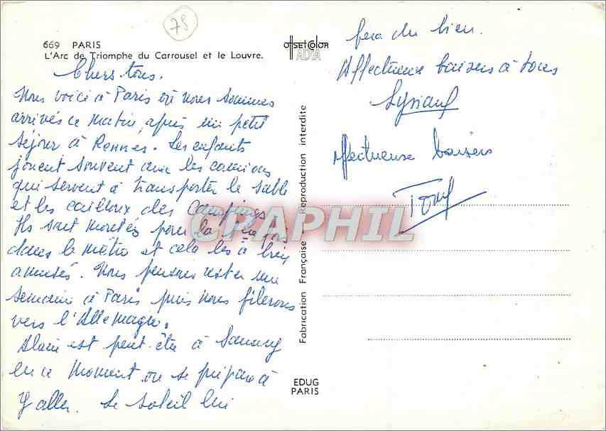 CPM Paris L'Arc de Triomphe du Carrousel et le Louvre  — Rückseite