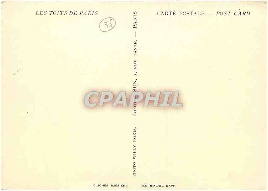 CPM Les Toits de Paris Tour Eiffel — Rückseite