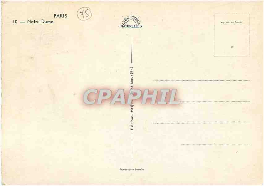 CPM Paris Notre Dame  — Verso