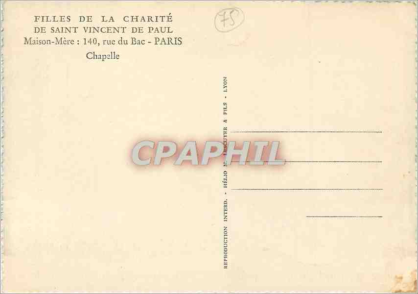 CPM Filles de la Charite de Saint Vincent de Paul Paris Chapelle  — Verso