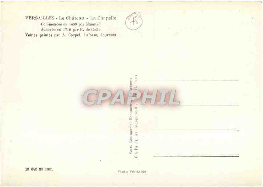 CPM Versailles Le Chateau La Chapelle  — Verso