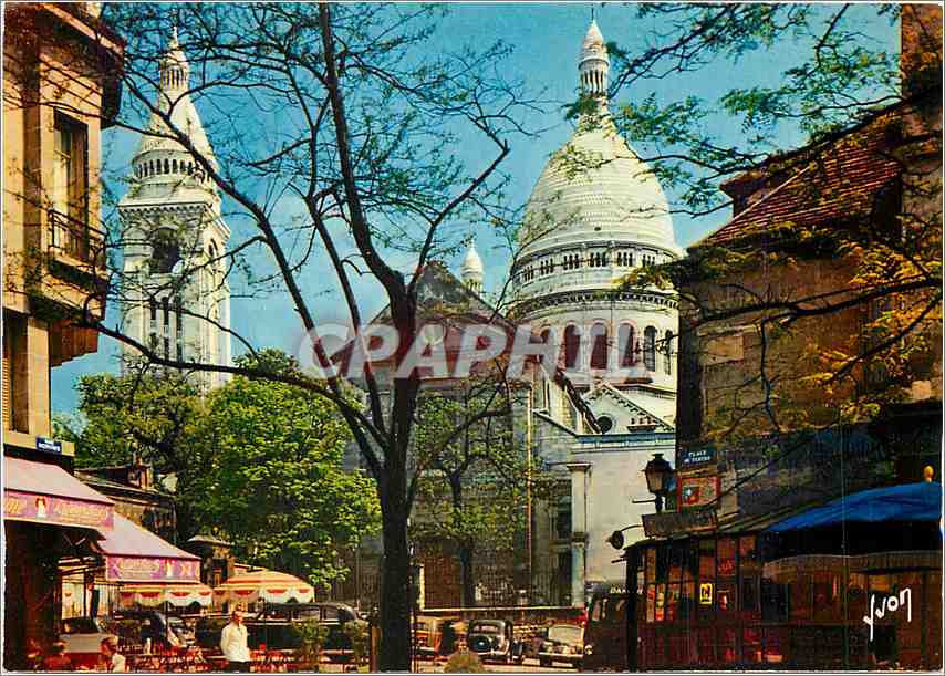 CPM Paris La Basilique du Sacre Coeur et la Place du Tertre 