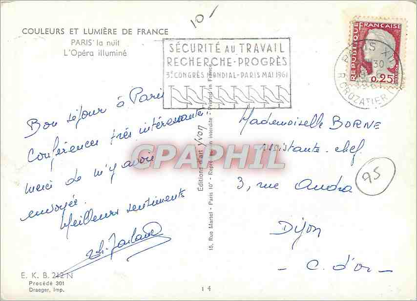CPM Paris la nuit L'Opera illumine  — Rückseite