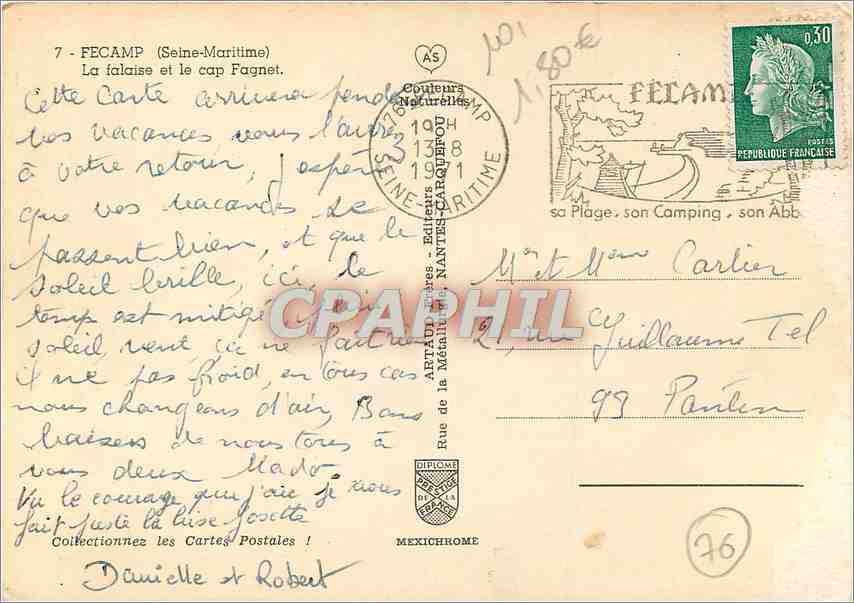 CPM Fecamp Seine Maritime La falaise et le cap Fagnet  — Rückseite