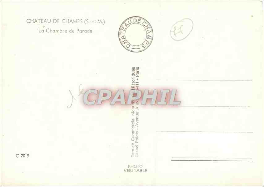 CPM Chateau de Champs S et M La Chambre de Parade  — Rückseite