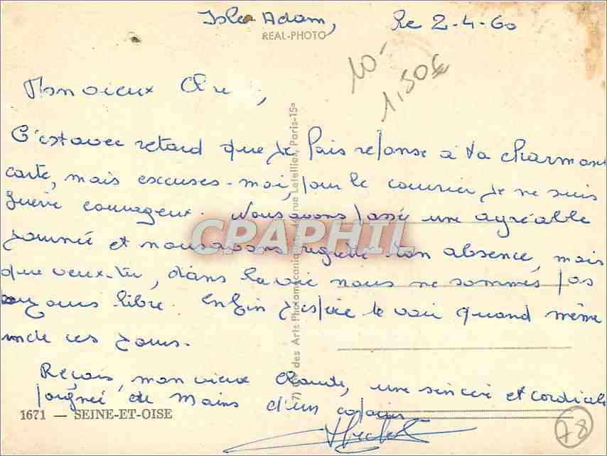 CPM Seine et Oise Versailles Pontoise Enghien les Bains Rambouillet Poissy L'Isle Adam Meulan Dampie — Back
