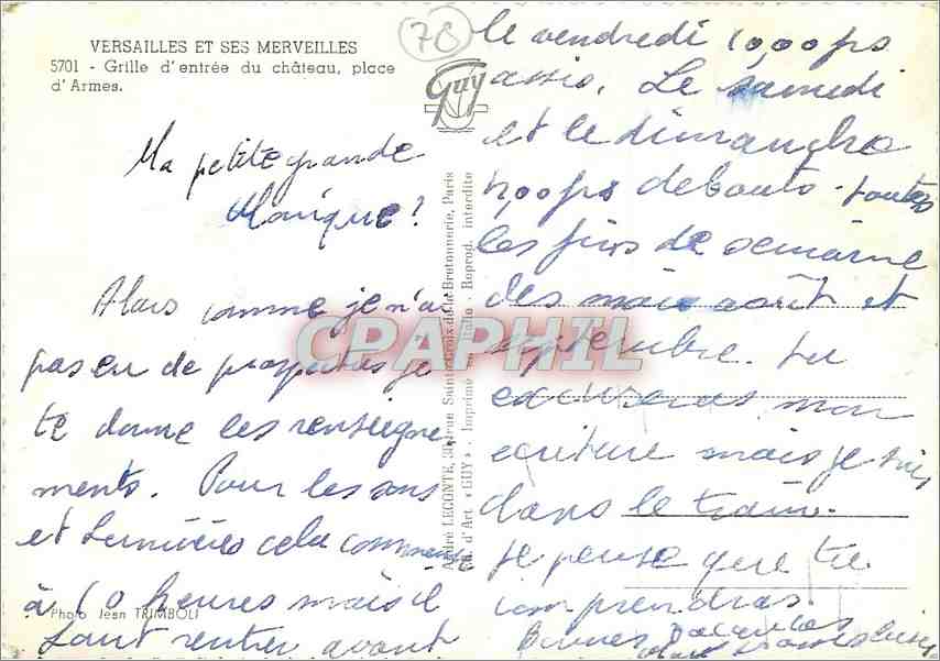 CPM Versailles et ses Merveilles Grille d'entree du chateau place d'Armes  — Rückseite