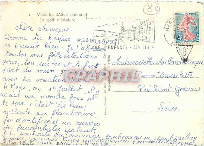 CPM Mers les Bains Somme Le golf miniature  — Back