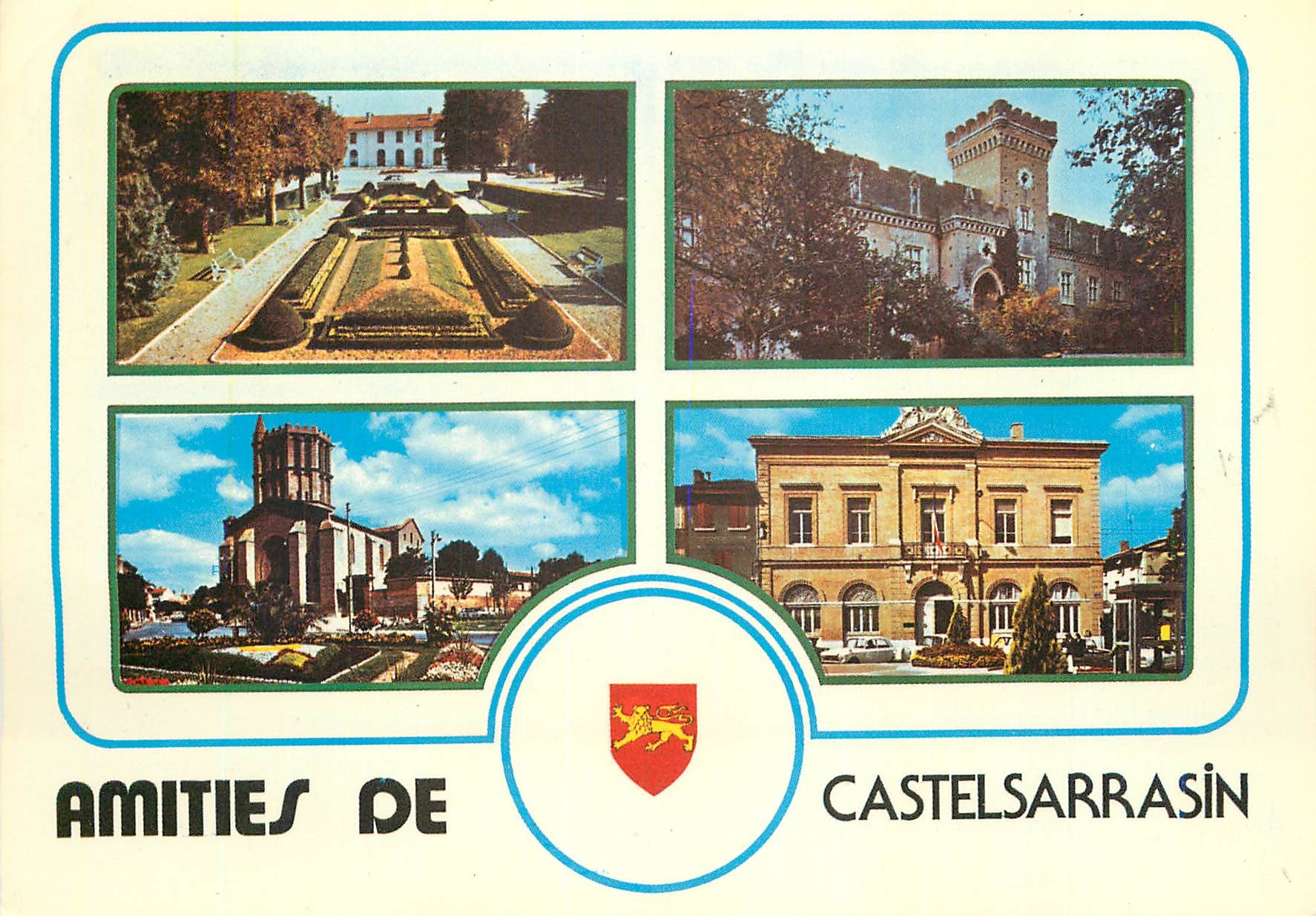 CPM Castelsarrasin Tarn et Garonne Le Jardin de la Gare Le Chateau de Terride 