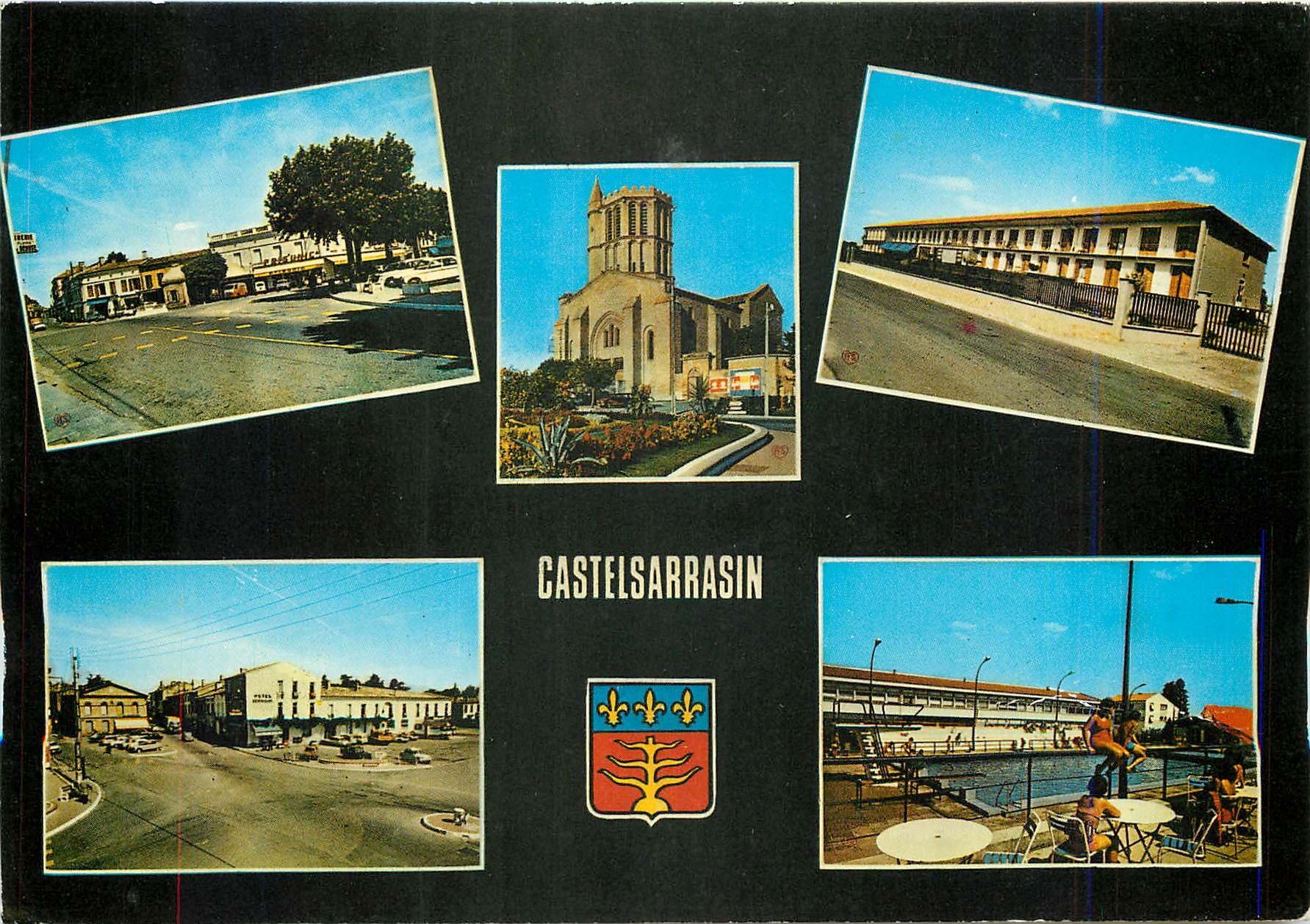 CPM Castelsarrasin Tarn et Gne Un coin de la ville Eglise St Sauveur Maison de retraite