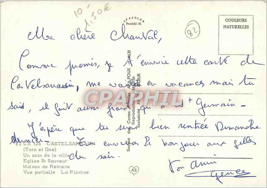 CPM Castelsarrasin Tarn et Gne Un coin de la ville Eglise St Sauveur Maison de retraite — Rückseite