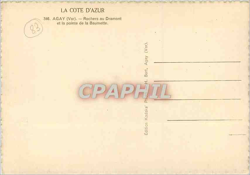CPM Agay Var Rochers au Dramont et la pointe de la Baumette  — Rückseite