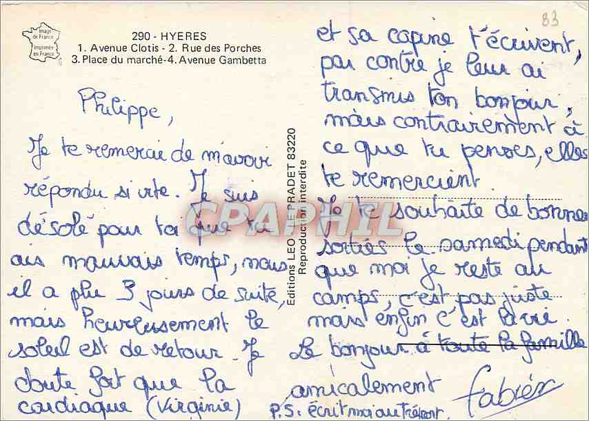 Hyères — Côte d'Azur — Éditeur Léo Pradet, n° 83220 — Reverso