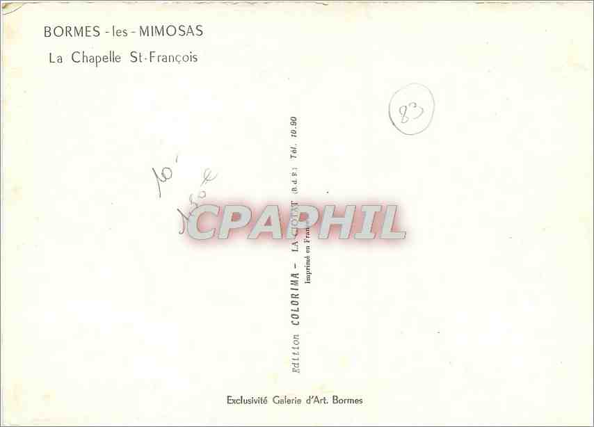 CPM Bormes les Mimosas La Chapelle St Francois  — Rückseite