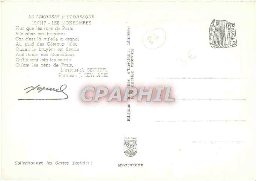 CPM Le Limousin Pittoresque Les Monedieres  — Rückseite