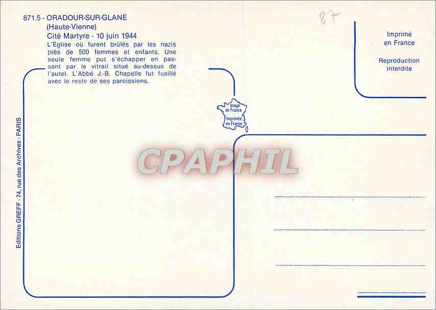 CPM Oradour Sur Glane Haute Vienne L'eglise ou furent brutes par les nazis Militaria — Back