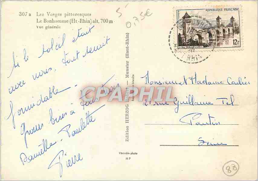 CPM Les Vosges pittoresques Le Bonhomme Ht Rhin Vue generale  — Rückseite