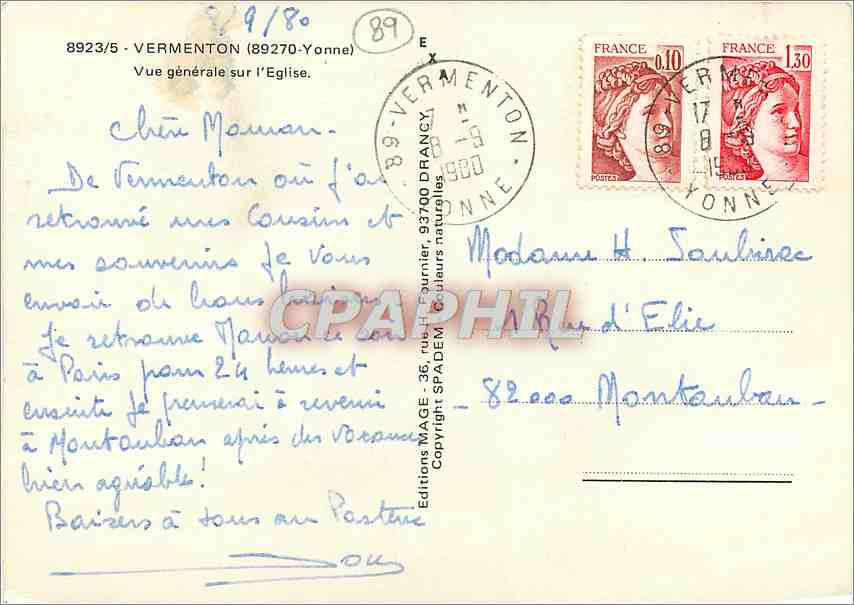 CPM Vermenton Yonne Vue generale sur l'Eglise  — Back