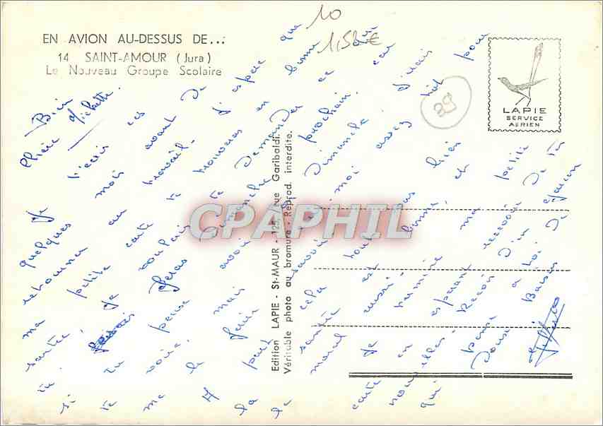 Saint-Amour (Jura) — Le Nouveau Groupe Scolaire — Édition Lapie — Achterkant