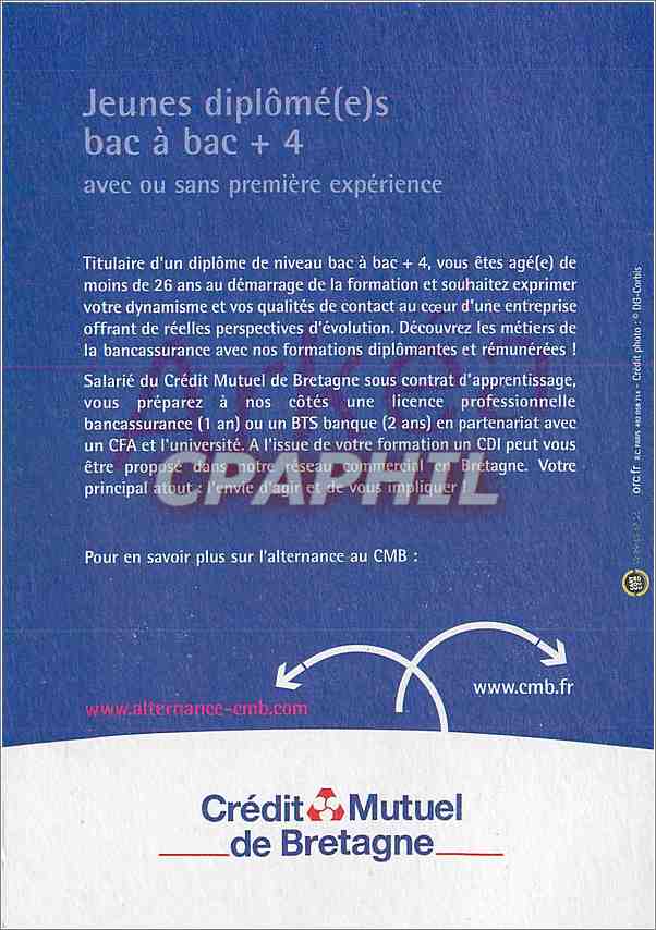 CPM L'important pour nous c'est ce que vous avez en vous Credit Mutuel de Bretagne — Verso