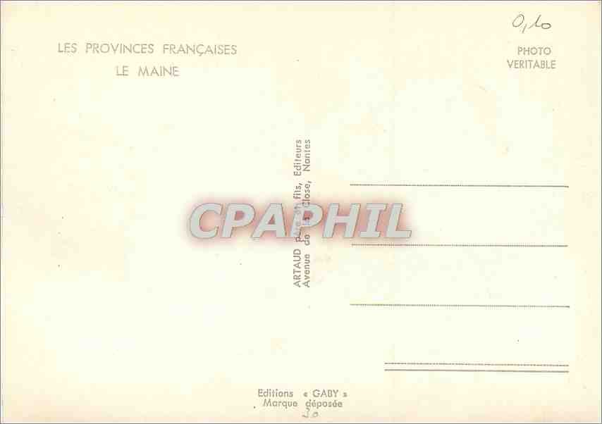 CPM Les Provinces Francaises Le Maine  — Rückseite