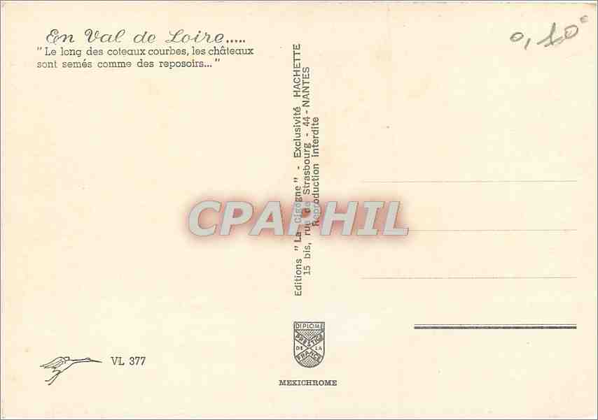 CPM En Val de Loire Le long des cotesux courbes les chateaux  — Rückseite
